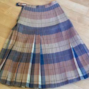 Charlotte Ford reservable pleated pink/blue wool skirt